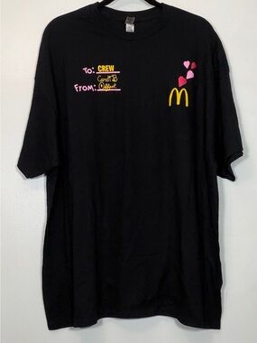 🆕 McDonald's Cardi B and Offset Black Tee with Yellow Arch and Pink Hearts